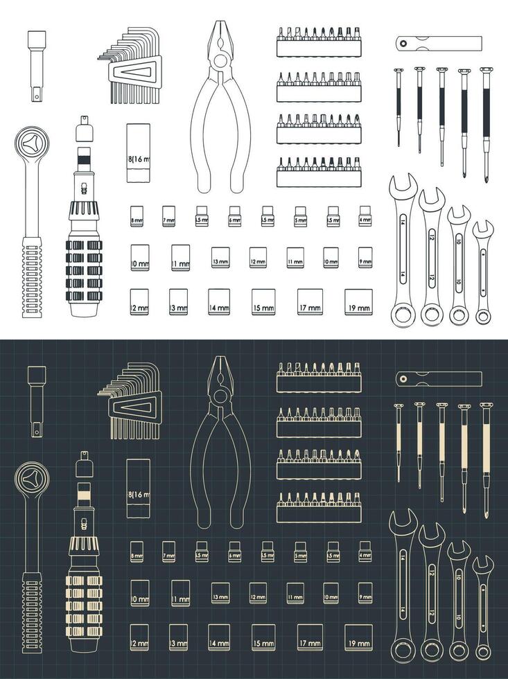 Home Tool Kit Drawings vector