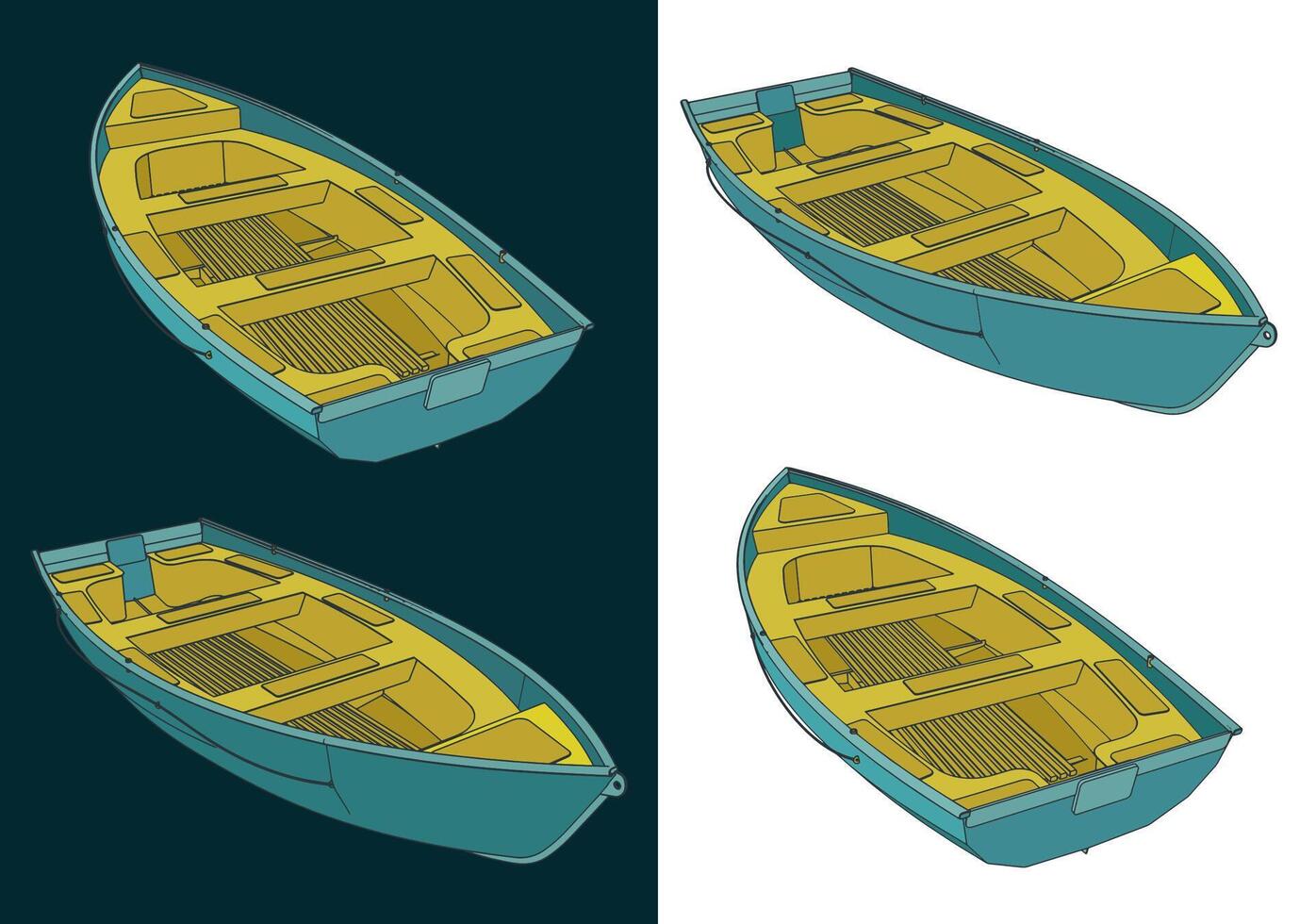 Boat color illustrations vector