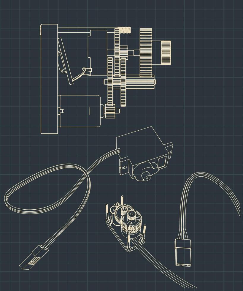 Micro servos blueprints vector