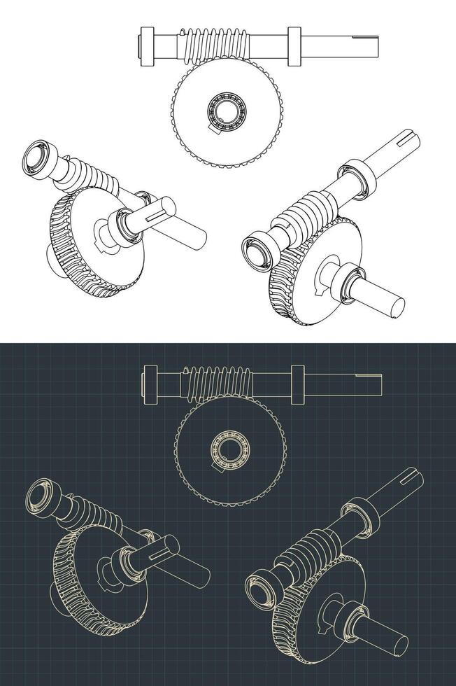 gusano engranaje reductor dibujos vector