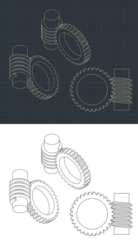 Worm Gear Drawings vector