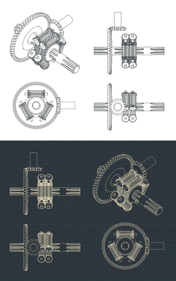 Torsen Differential Drawings vector