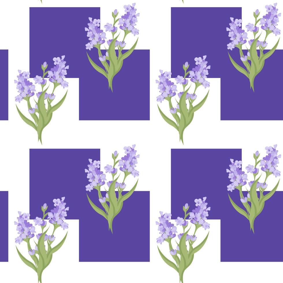 A sprig of lavender. Purple flower. Seamless pattern. illustration. vector