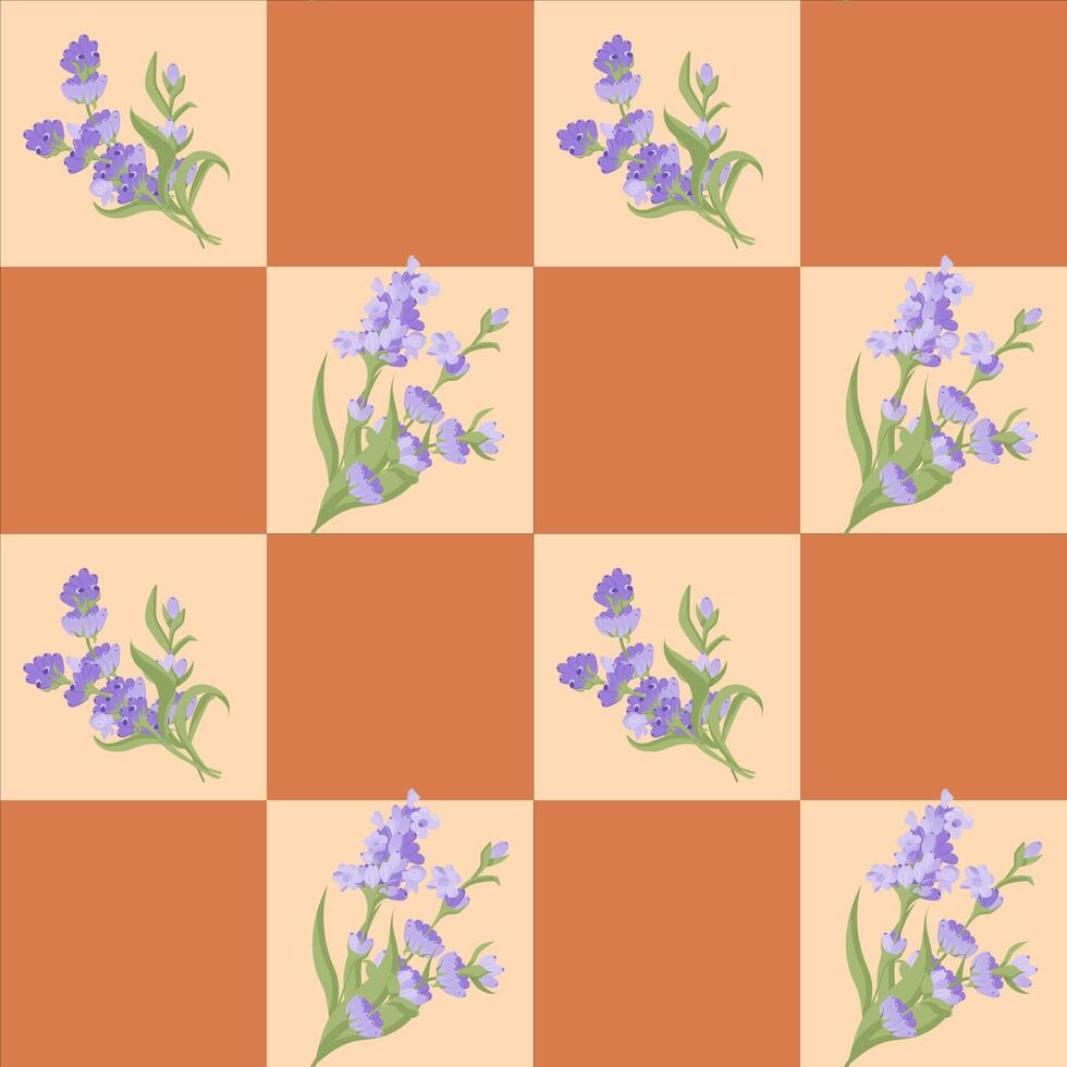 A sprig of lavender. Purple flower. Seamless pattern. illustration. vector