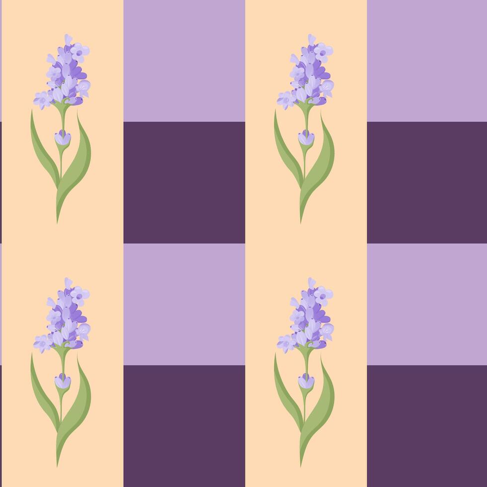 A sprig of lavender. Purple flower. Seamless pattern. illustration. vector