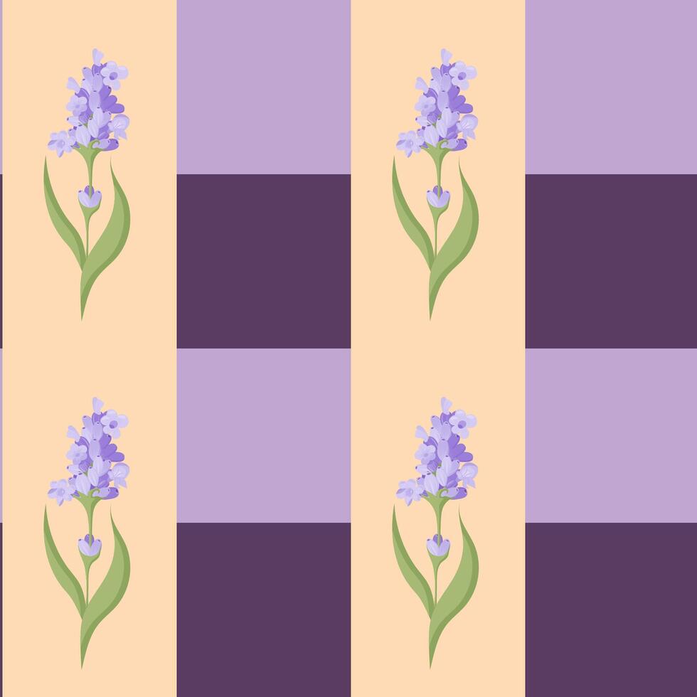 A sprig of lavender. Purple flower. Seamless pattern. illustration. vector