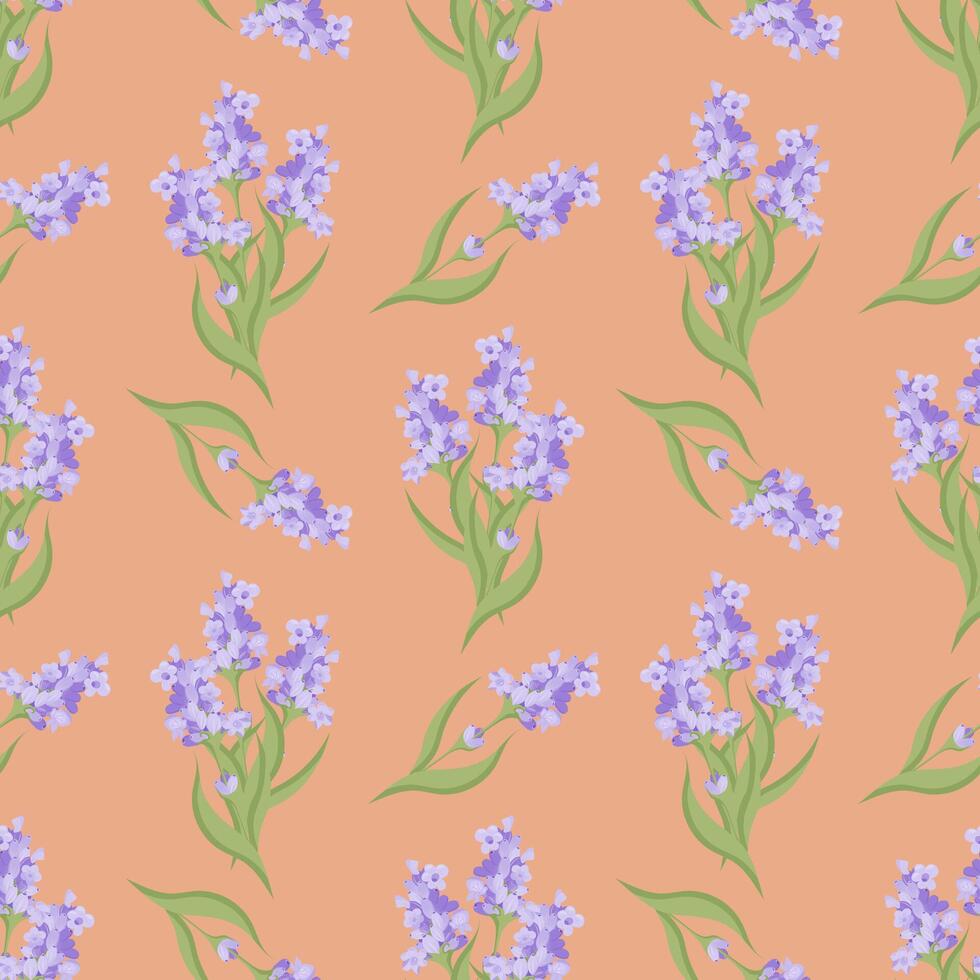 A sprig of lavender. Purple flower. Seamless pattern. illustration. vector