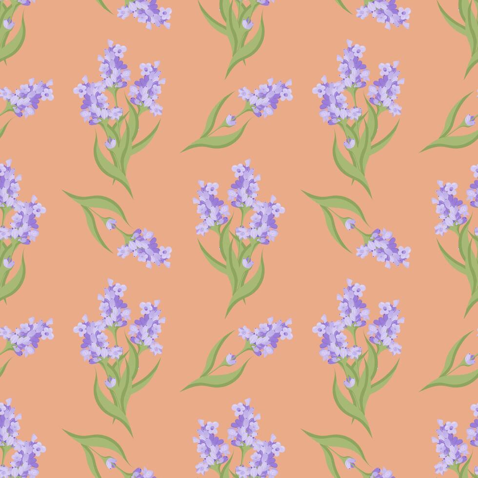 A sprig of lavender. Purple flower. Seamless pattern. illustration. vector