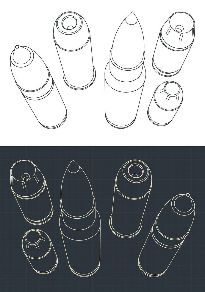 Bullets of various calibers vector