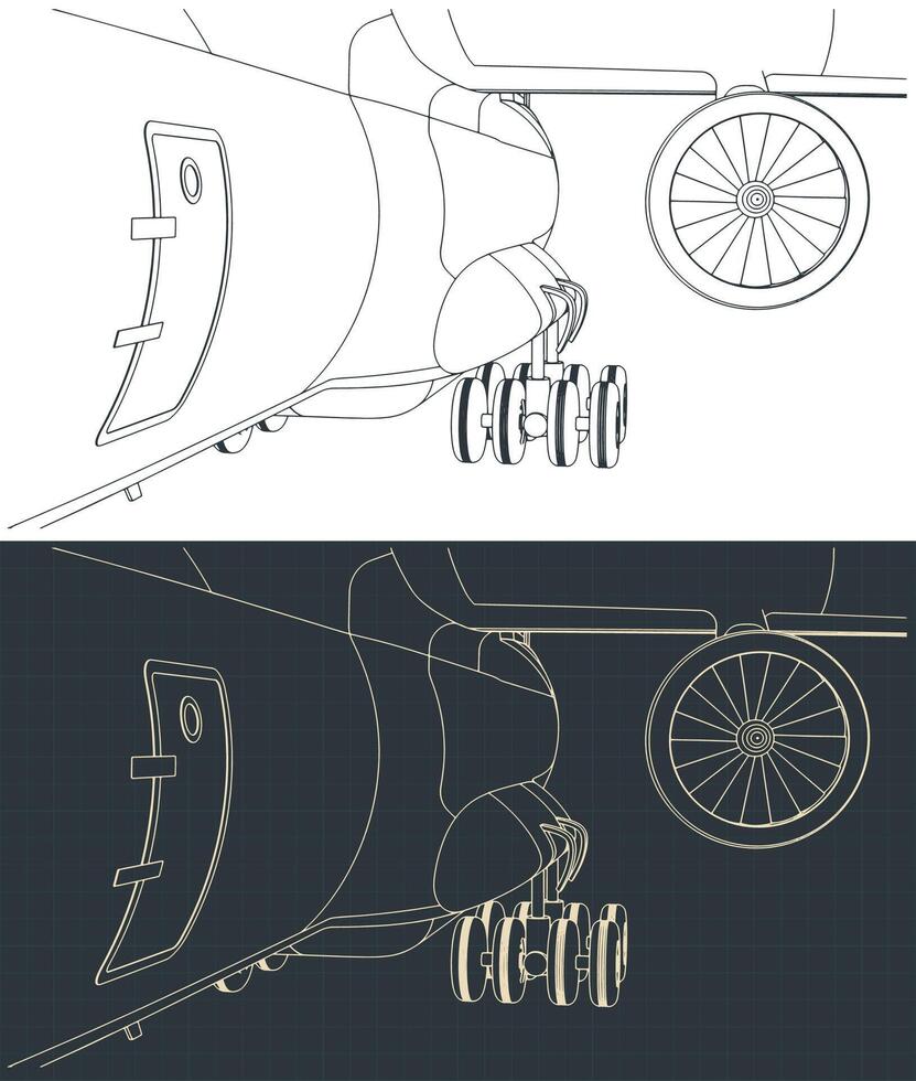 aterrizaje engranaje y turboventilador motor de pesado carga aeronave vector