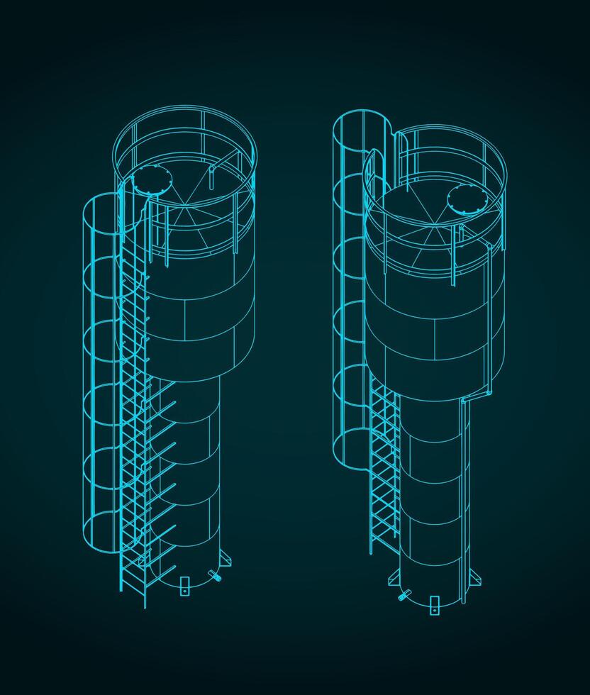 Water tank blueprint vector