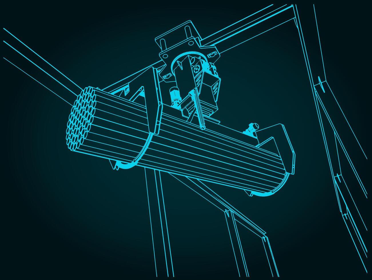 Overhead crane with bunching grab close up vector