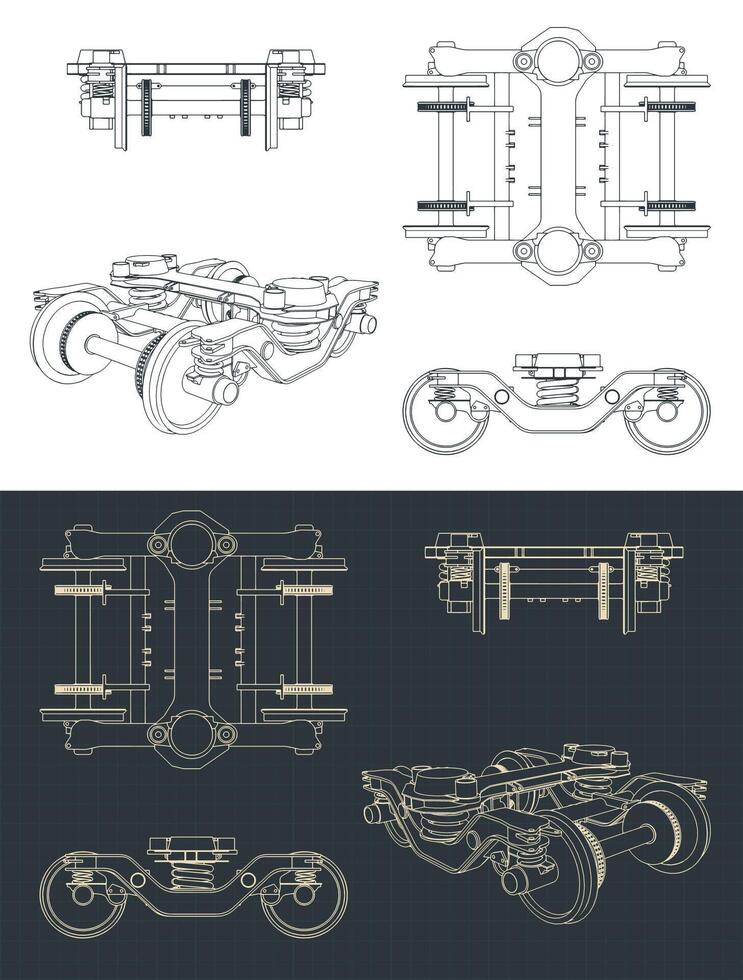 Train wheelbase drawings vector