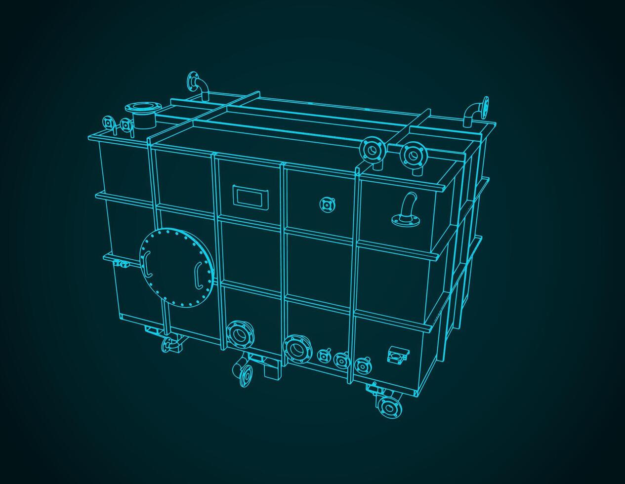 Pressure tank blueprint vector