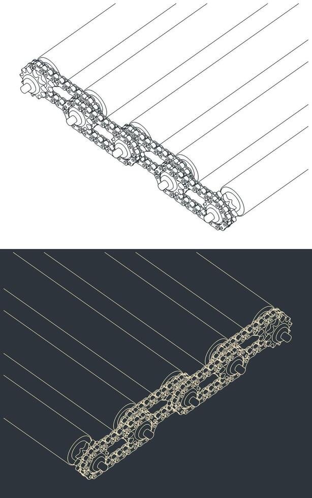 Chain transmission in a roller conveyor vector