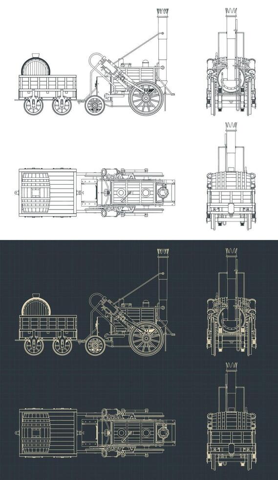 robert de stephenson vapor locomotora planos vector