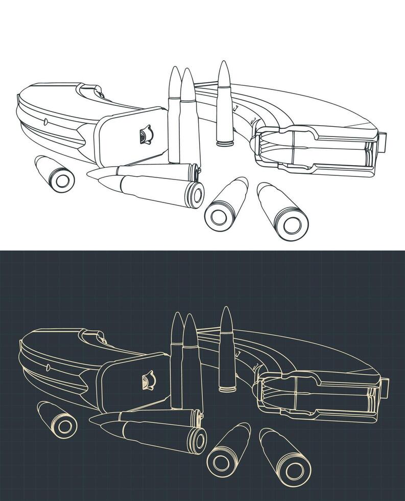 revistas y balas para asalto armas vector