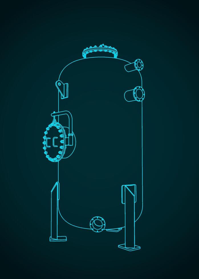 Vertical pressure tank vector