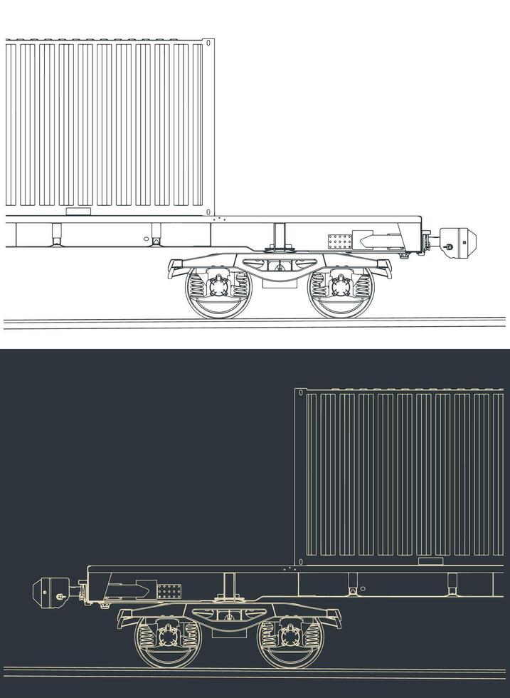 Railway platform with container vector