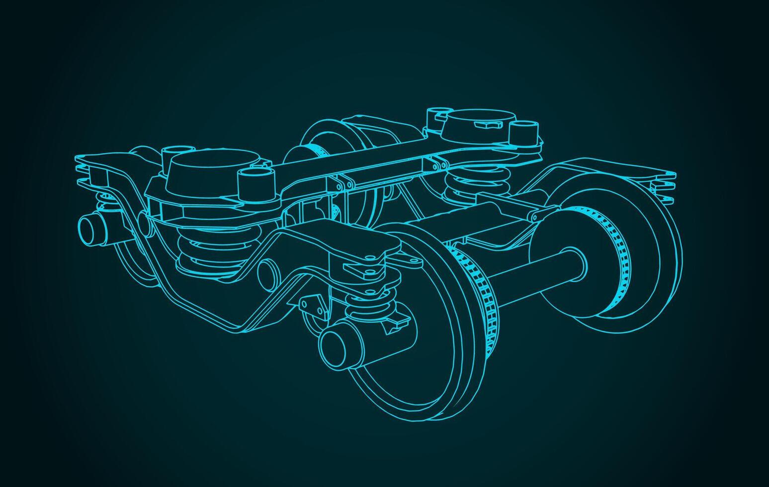 Train wheelbase blueprint vector