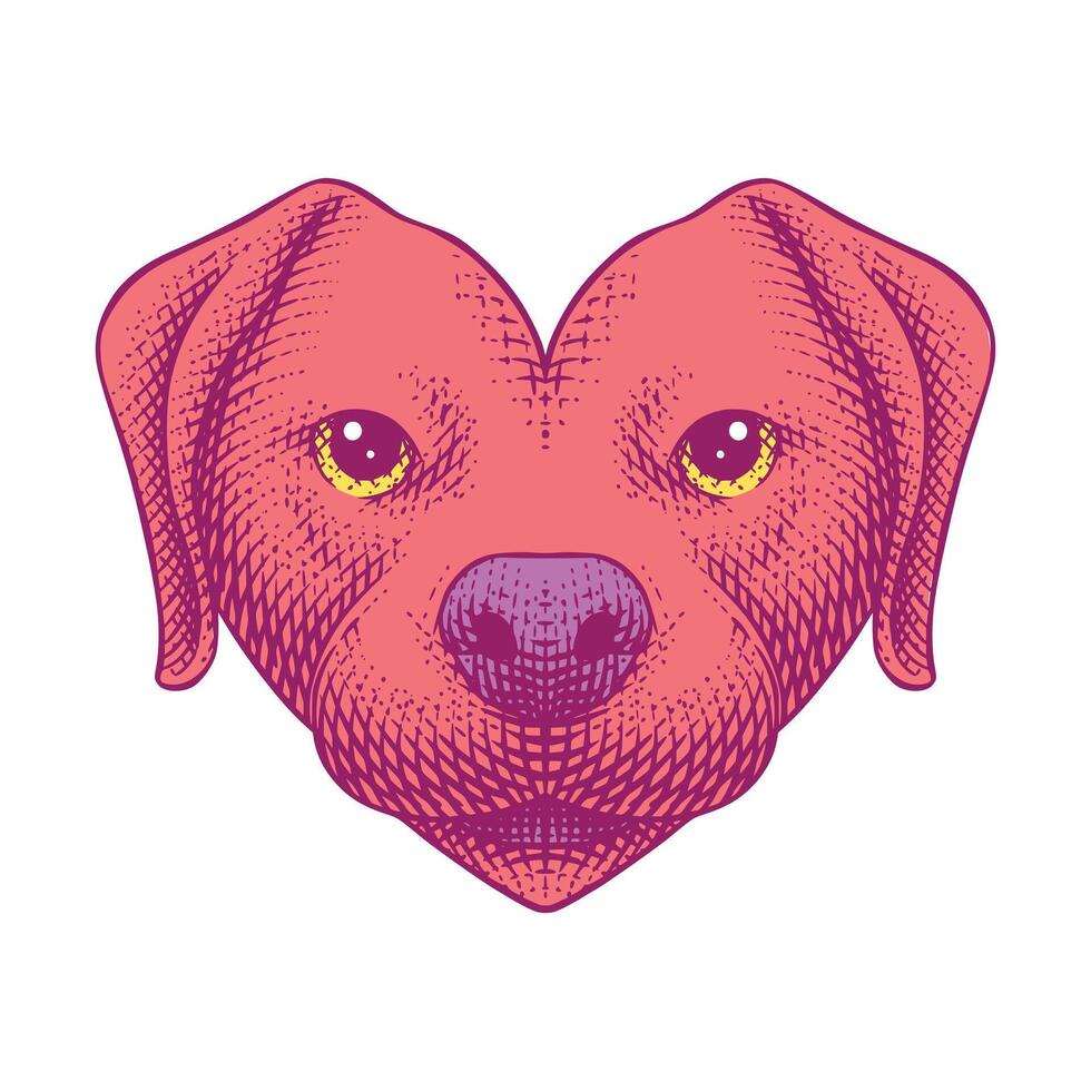 Hearts Shaped Dog Vintage Illustration vector