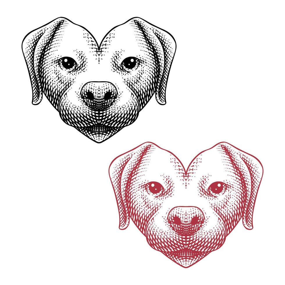 Heart Shaped Dog Vintage Illustration vector