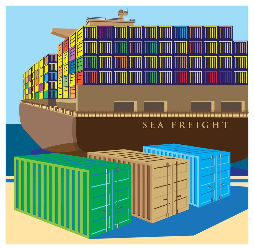 Marine transportation and logistics vector