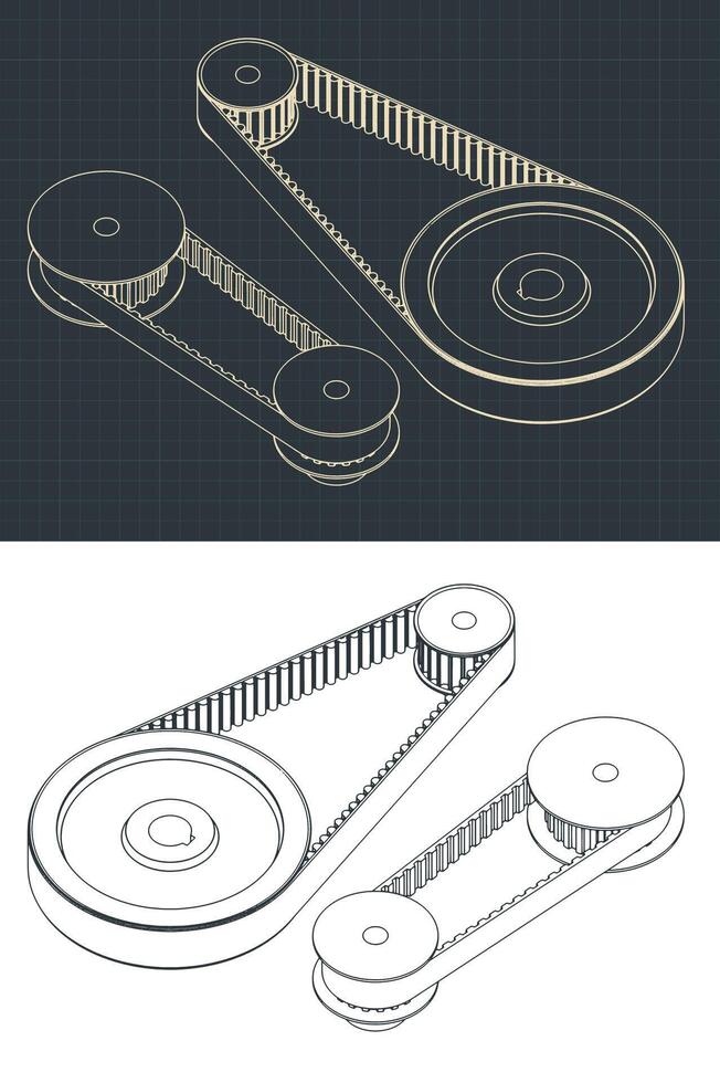 Belt drive drawings vector