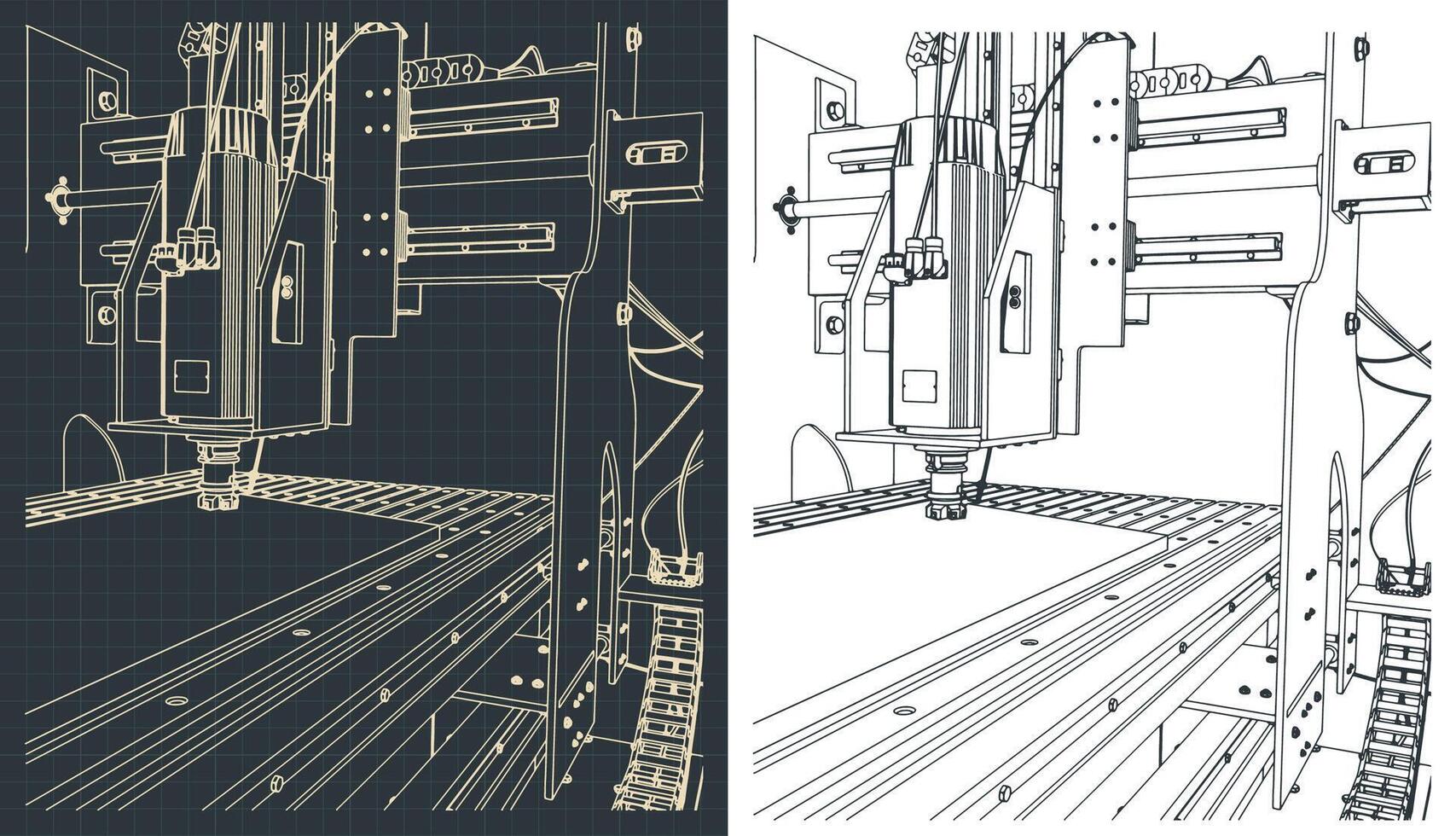 CNC milling and lathes machine illustration vector