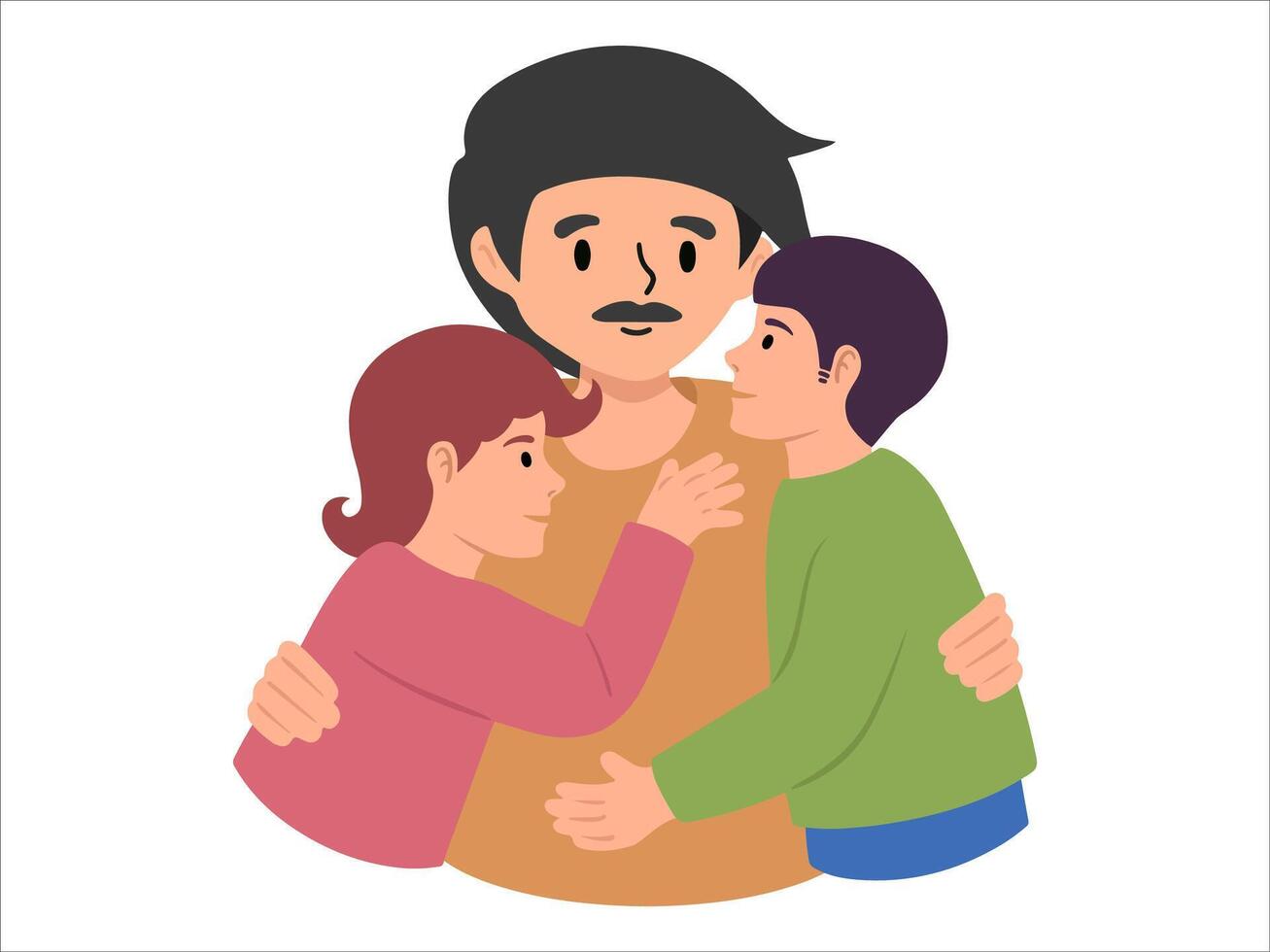 Father with Son and Daughter or avatar icon illustration vector