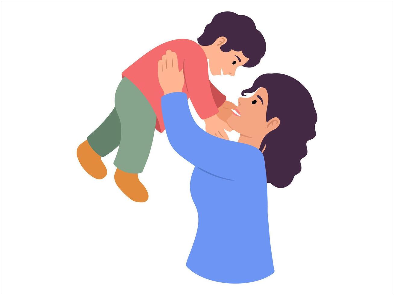 Mother holding kid or avatar icon illustration vector