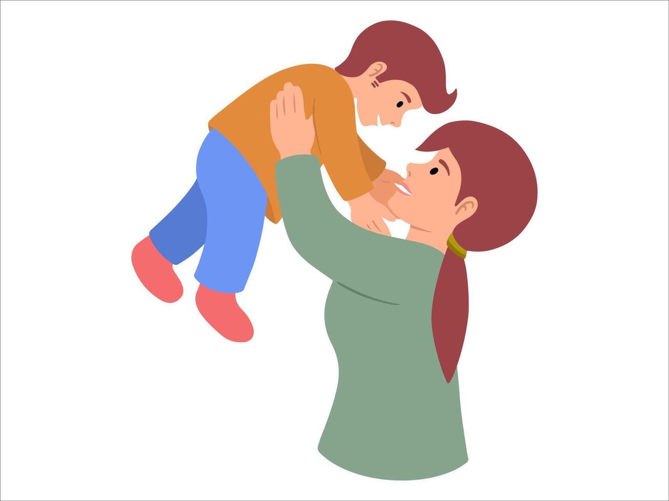 Mother holding kid or avatar icon illustration vector