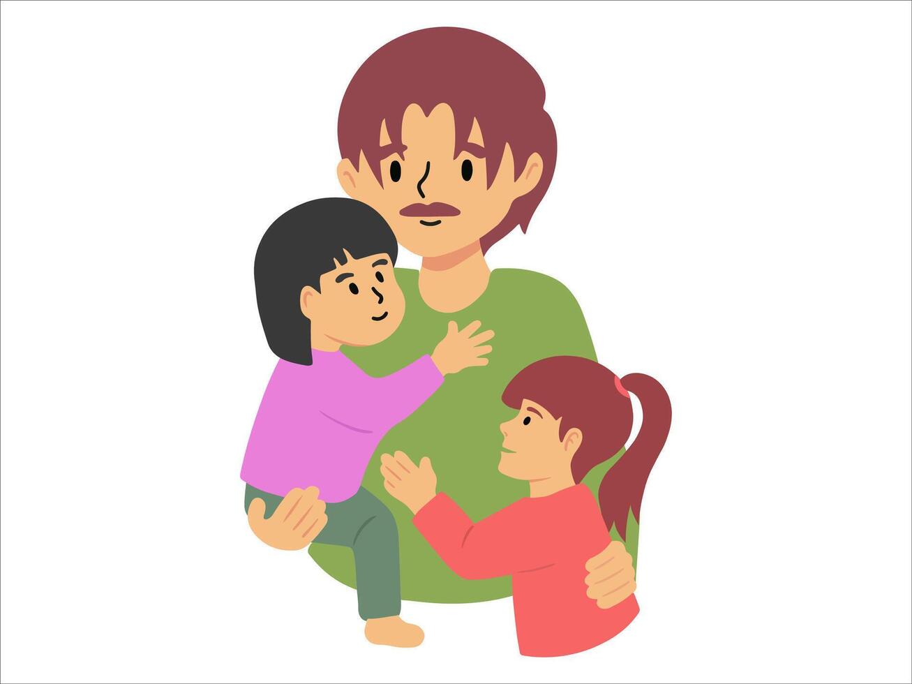 Father with Son and Daughter or avatar icon illustration vector