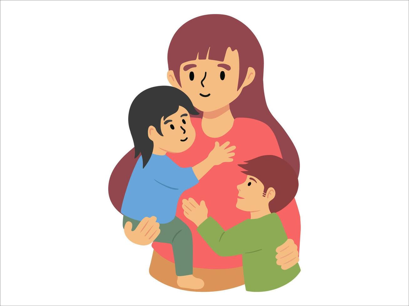 madre dos hijo o avatar icono ilustración vector