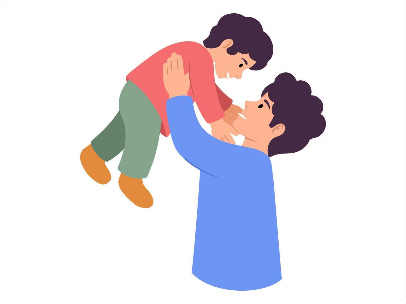 Father holding child or avatar icon illustration vector