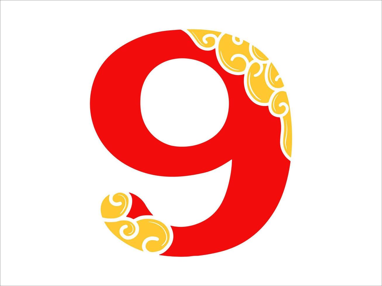 Chinese New Year Alphabet Number 9 vector