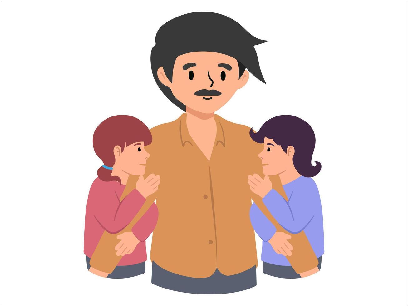 Father two Daughter illustration vector