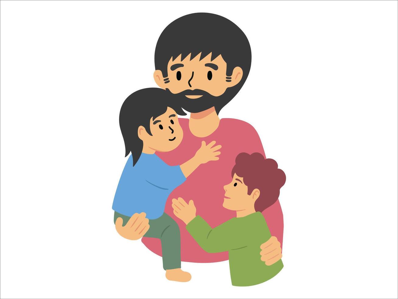 Father with Son and Daughter or avatar icon illustration vector