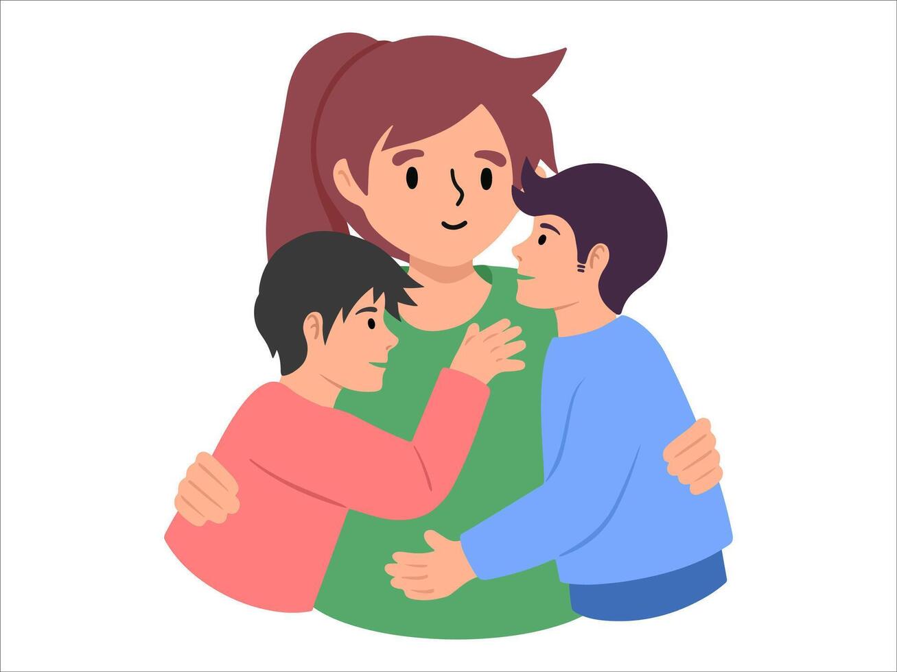 madre dos hijo o avatar icono ilustración vector