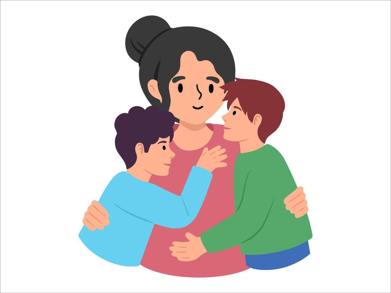 madre dos hijo o avatar icono ilustración vector