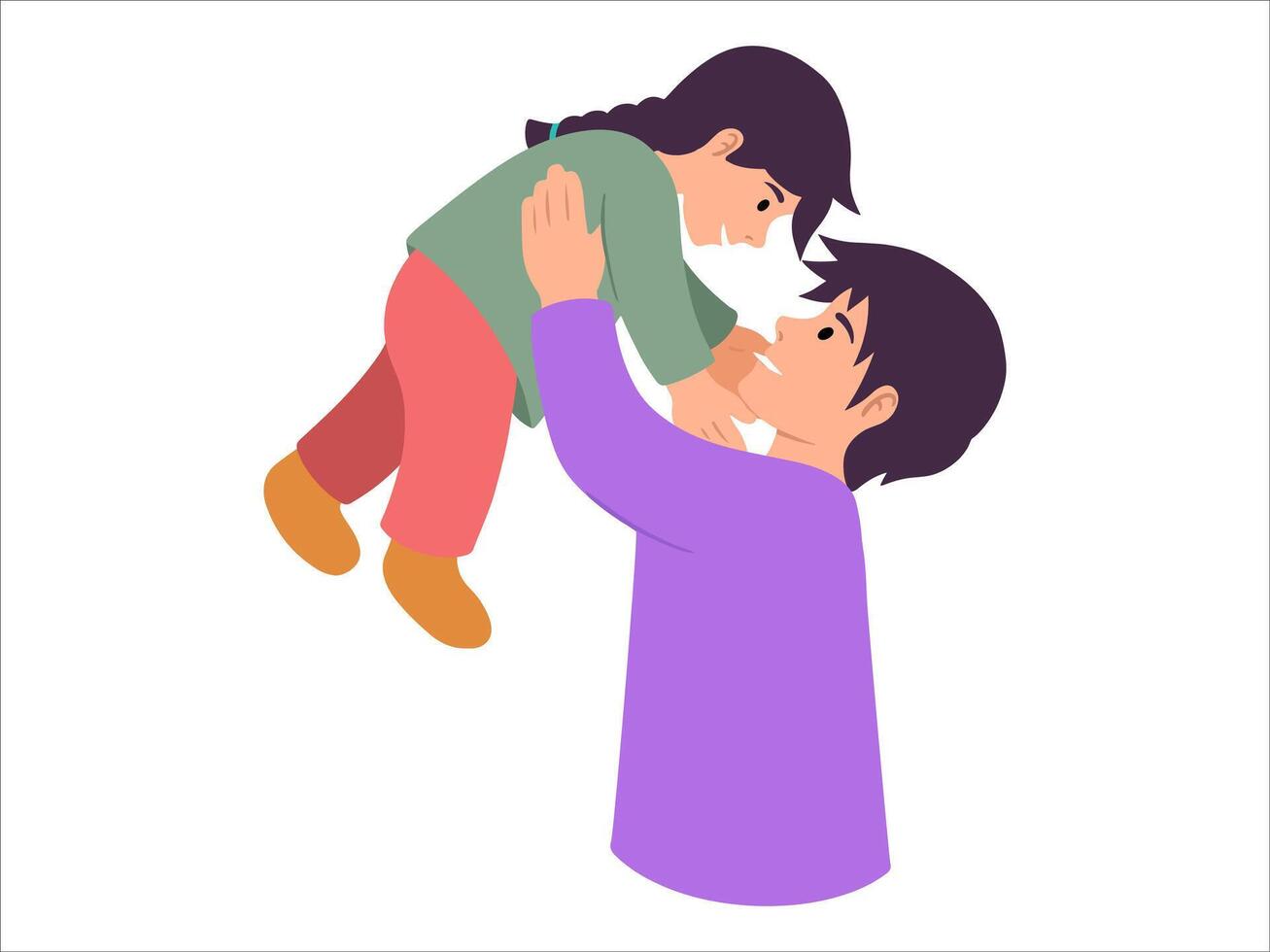 Father holding child or avatar icon illustration vector