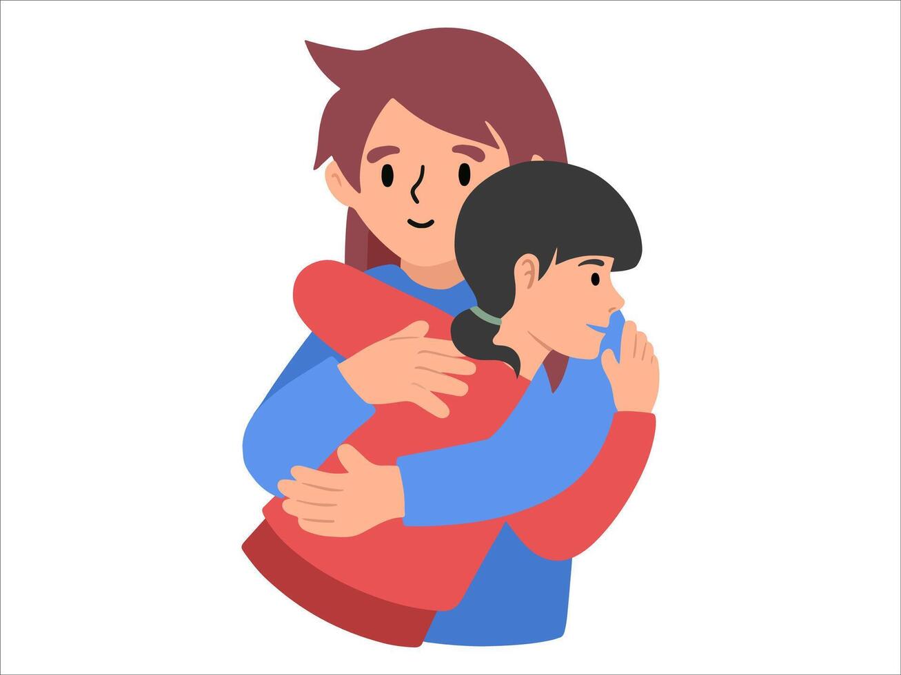 Mom hugging son or People Character illustration vector