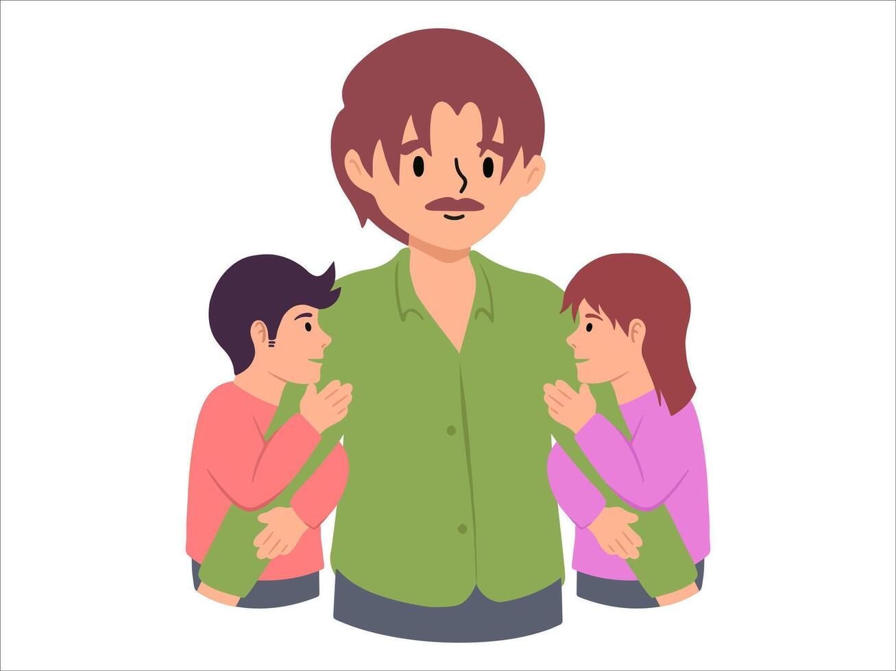 Father with Son and Daughter or avatar icon illustration vector