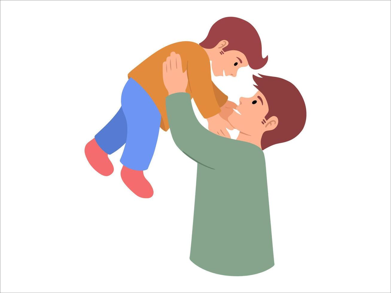 Father holding child or avatar icon illustration vector