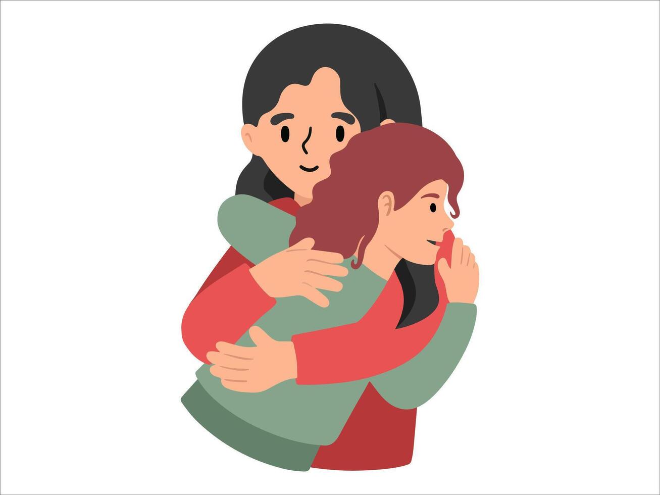 Mom hugging daughter or avatar icon illustration vector