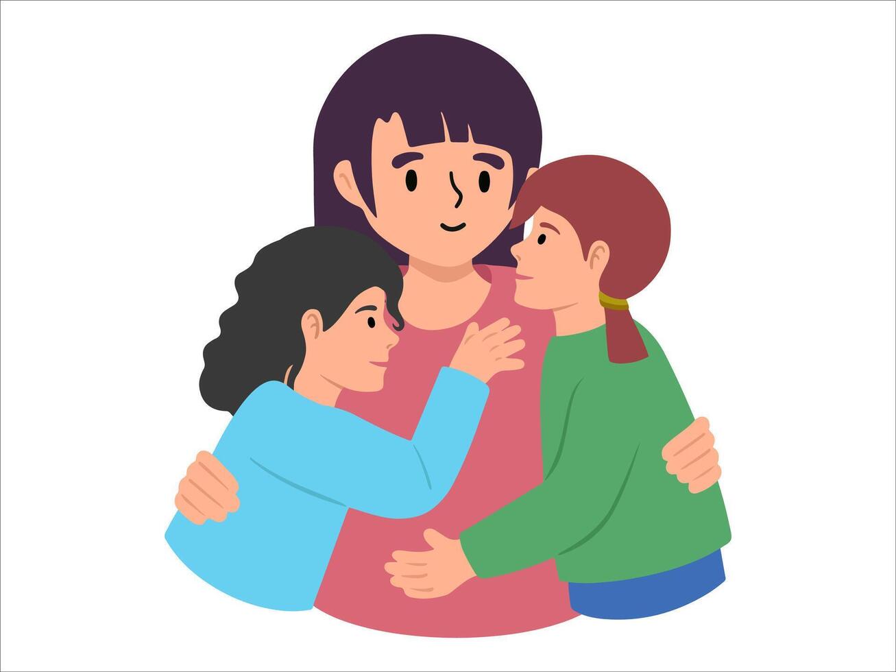 Mother two Kid or People Character illustration vector