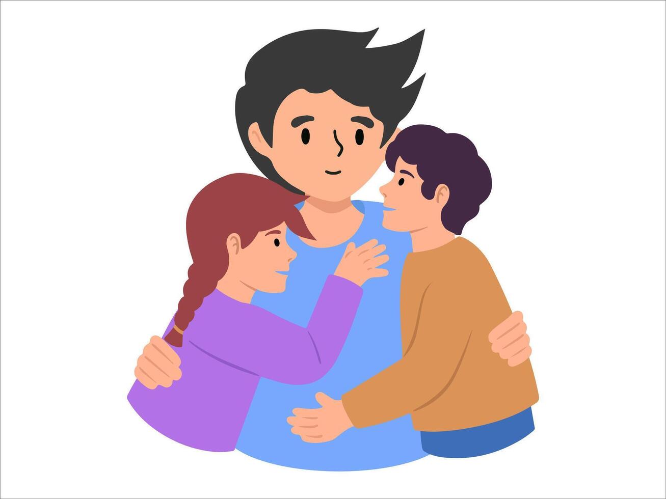 Father with Son and Daughter or avatar icon illustration vector