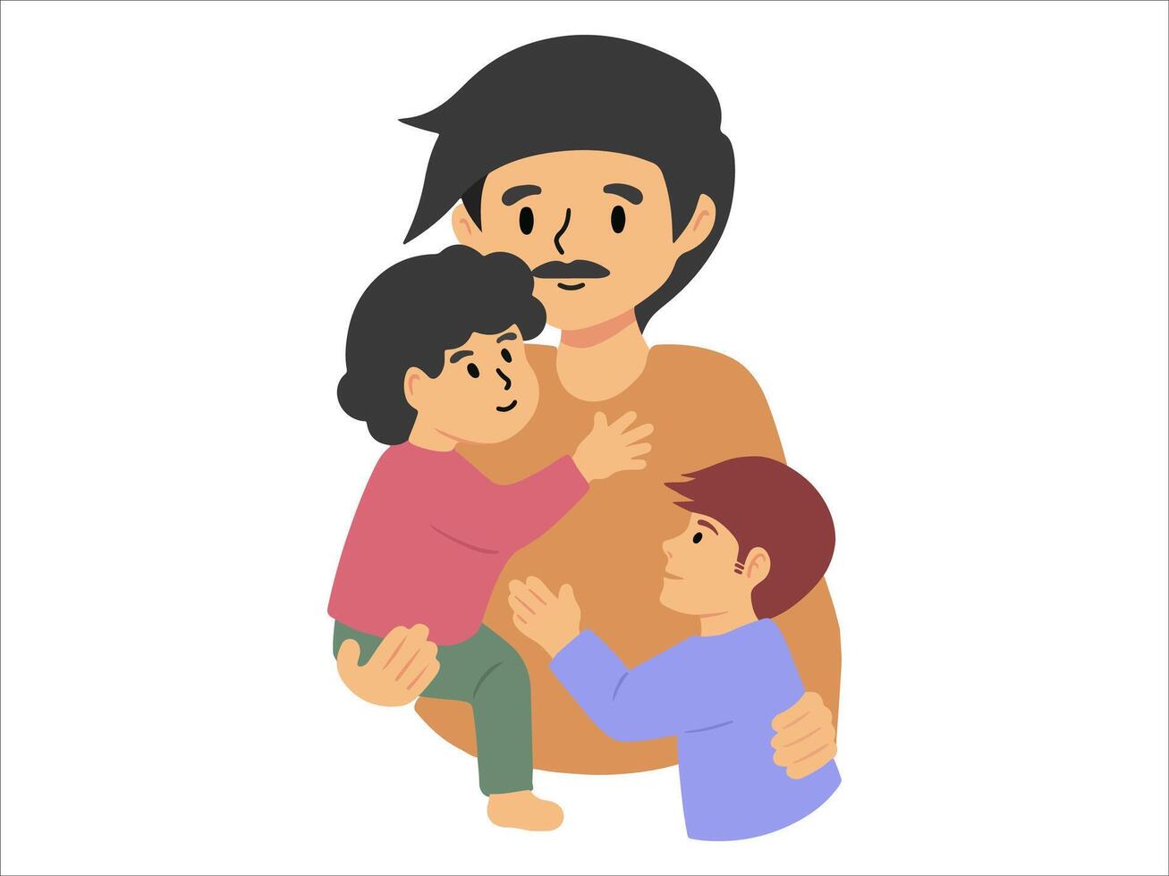 padre dos hijo o avatar icono ilustración vector