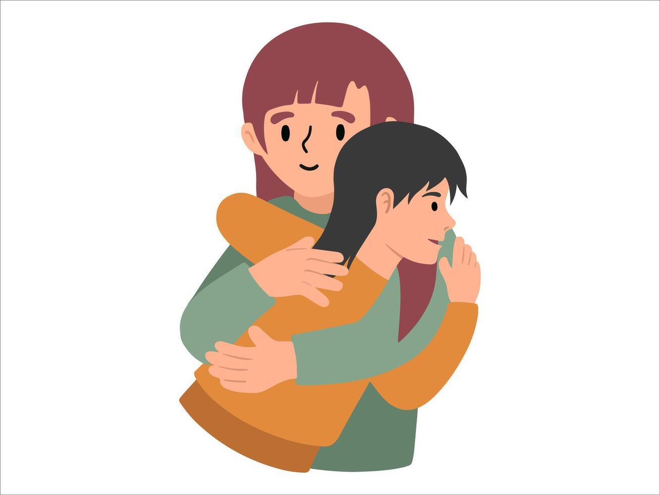 Mom hugging daughter or avatar icon illustration vector