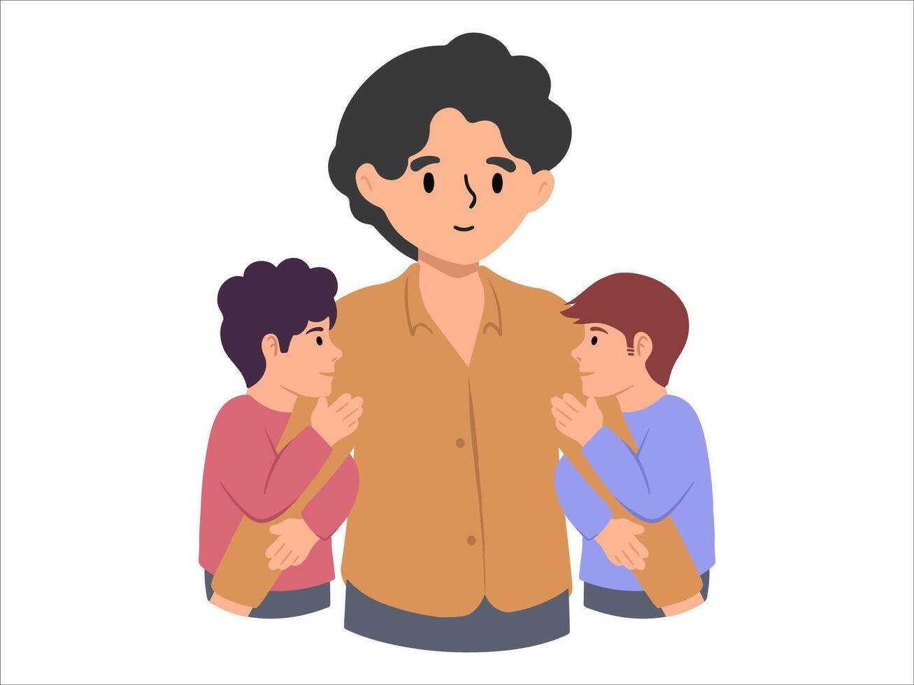 Father two Son or avatar icon illustration vector